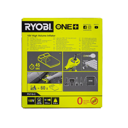 Ryobi RVI18-0 compresseur sans fil 18 V ONE+ pour matelas (sans batterie)