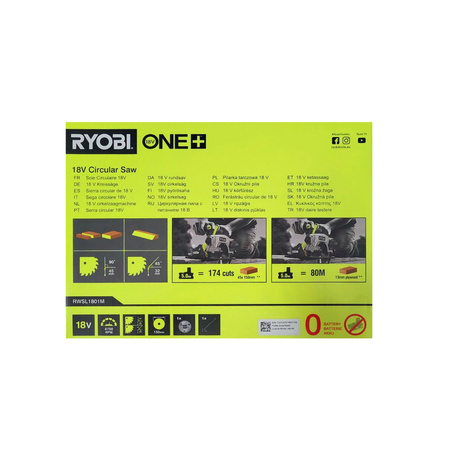 Ryobi RWSL1801M  scie circulaire 18 V ONE+, laser, lame 150 mm (sans batterie)