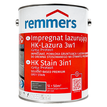 Remmers HK Lasur Grey Protect 5 L Gris graphite – Imprégnant 3-en-1 pour bois