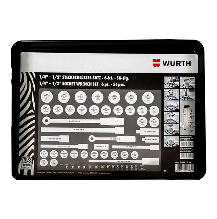 WURTH Zebra clés 1/4 + 1/2", 56 pcs.