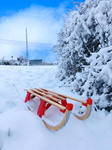 Luge d'enfant en bois laqué écologique ROUGE