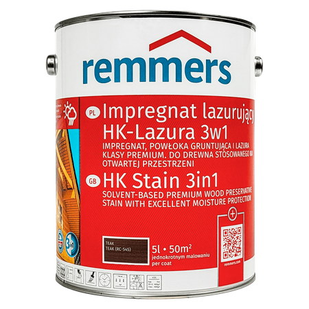 Remmers HK Lasur 5 L Teck – Imprégnant 3-en-1 pour bois