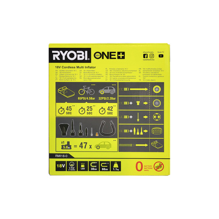 Ryobi RMI18-0 Compresseur/Gonfleur sans fil 18 V ONE+ (sans batterie)