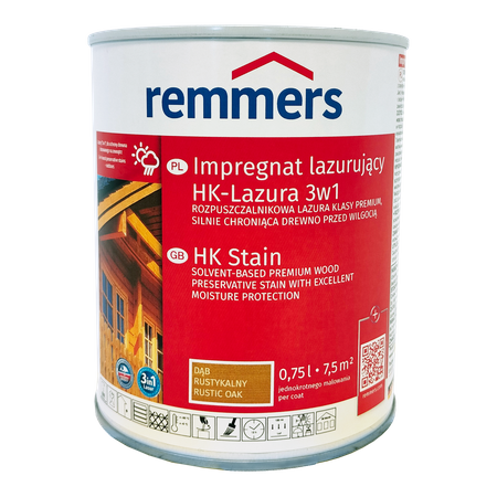 Remmers HK Lasur 0,75 L Chêne rustique – Imprégnant 3-en-1 pour bois