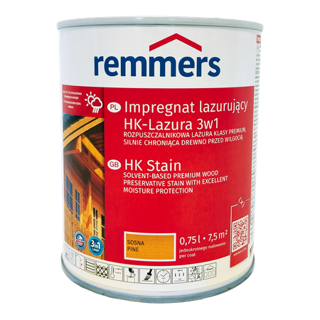 Remmers HK Lasur 0,75 L Pin – Imprégnant 3-en-1 pour bois