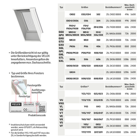 Velux ZIL MK06 0000SWL 760x2000 WL Moustiquaire