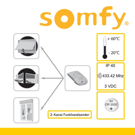 Somfy KEYTIS NS 2 RTS Télécommande 2 canaux réf. 1841026C