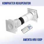 Awenta HRV100P Récupérateur d'air compact avec télécommande, ventilation centralisée, récupération de chaleur