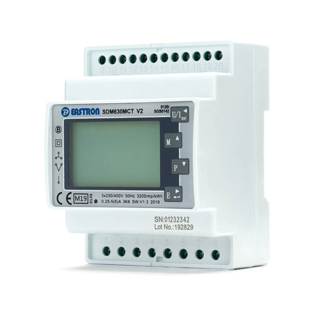 EASTRON SDM630MCT Compteur DIN 1/5A TC mono/triphasé, rail DIN