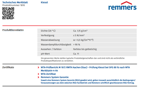 REMMERS Kiesol 1 kg Système de protection des bâtiments et des sols - Étanchéité