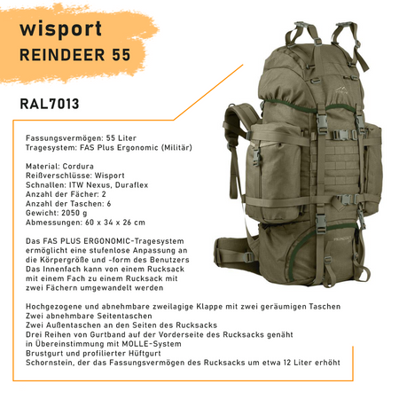 Wisport sac à dos REINDEER 55 OLIVE DRAB