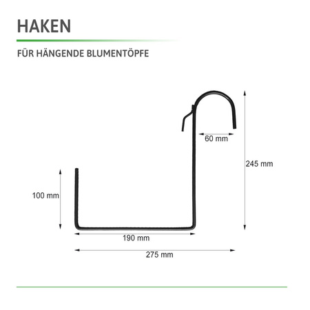 12x CROCHET POUR JARDINIÈRE POUR BALUSTRADE DRTC500 / DRT500