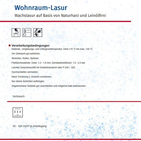 Remmers WOHNRAUM-LASUR Cerise 0,75 L - Lasure à la cire pour intérieur