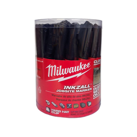 Milwaukee INKZALL™ Marqueur permanent – 24 marqueurs noirs 1 mm