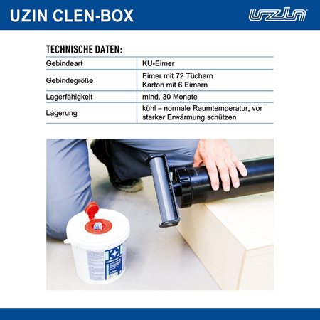 Chiffons UZIN Clean Box enlèvent résidus d'adhésifs, sèchent vite, 72 pcs.