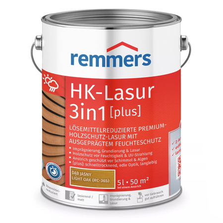 Remmers HK-Lazura 3en1 Plus Chêne clair 5 L – lasure pour bois extérieur