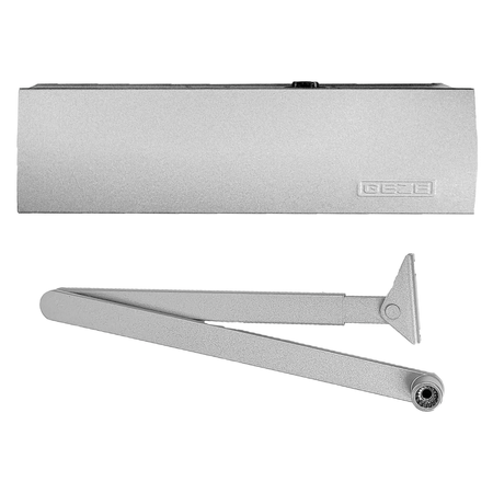 Set GEZE ARGENT Ferme-porte avec bras, plaque de montage et crayon TS 2000 V BC Argent pour portes simples jusqu'à 1250 mm de largeur avec goupilles