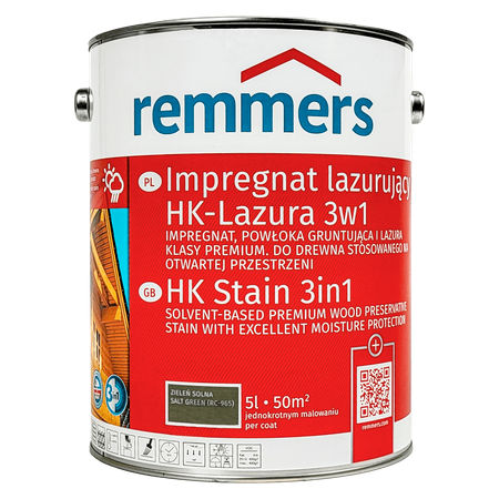 Remmers HK Lasur 5 L Vert saline – Imprégnant 3-en-1 pour bois