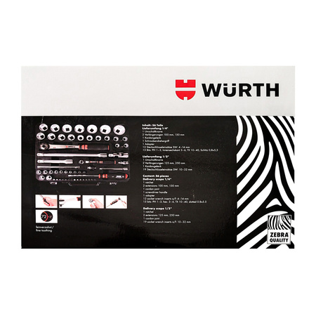 WURTH Zebra clés 1/4 + 1/2", 56 pcs.