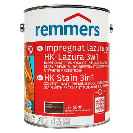 Remmers HK Lasur 5 L Châtaigne – Imprégnant 3-en-1 pour bois