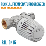 Heimeier thermostat RTL DN15 limiteur de température de retour nickelé, KVS 0,73 droit