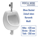 Roca MINI – Urinoir suspendu, arrivée d'eau par le haut, sans kit de montage mural