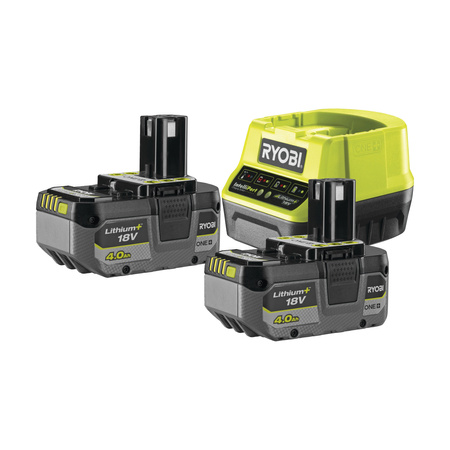 Ryobi ensemble 2× batterie 4.0Ah 18V ONE+ avec chargeur rapide 2A compatible