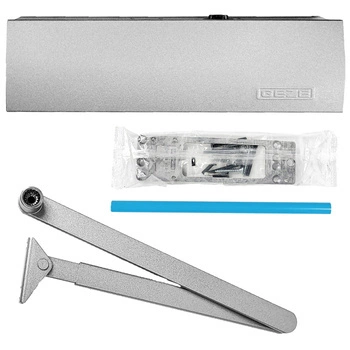 Set GEZE ARGENT Ferme-porte avec bras, plaque de montage et crayon TS 2000 V BC Argent pour portes simples jusqu'à 1250 mm de largeur avec goupilles
