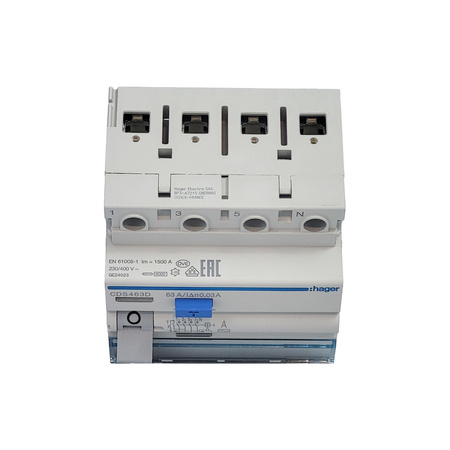 HAGER CDS463D Interrupteur différentiel 3P+N 63A/30mA Type A QuickConnect