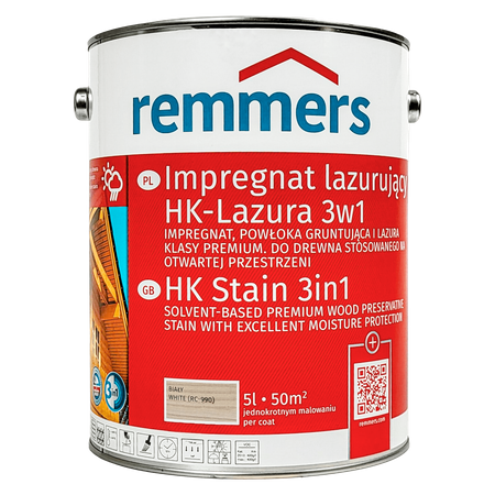 Remmers HK Lasur 5 L Blanc – Imprégnant 3-en-1 pour bois