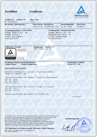 Viega Siphon urinoir FI50 – horizontal