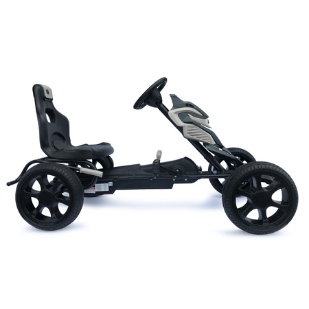 Kart à pédales Scout gris – enfants 5–12 ans, roues EVA, frein manuel
