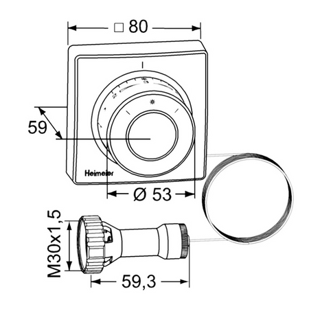 Heimeier F 2805-00.500 5m Tête thermostatique avec capteur à distance