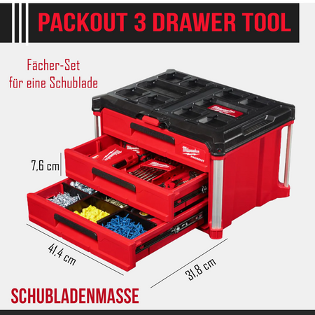 MILWAUKEE 4932472130 Coffret Packout 3 tiroirs