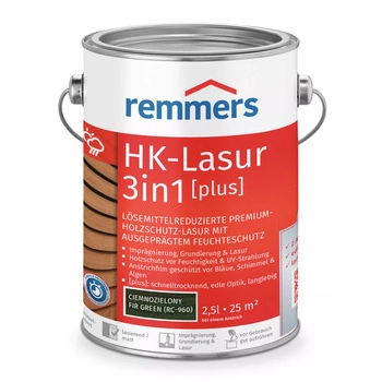 Remmers HK-Lazura 3en1 Plus Vert foncé 2,5 L – lasure pour bois extérieur