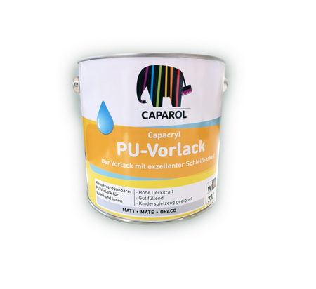 CAPAROL Capacryl PU Sous-couche acrylique mate à base d'eau pour bois 2,4 L Blanc