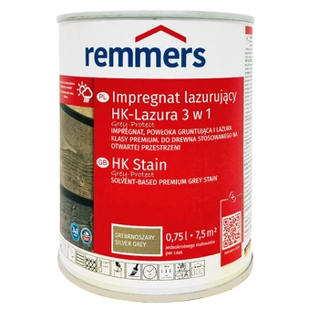 Remmers HK Lasur Grey Protect 0,75 L Gris argenté – Imprégnant 3-en-1 pour bois