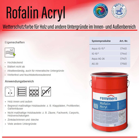 Remmers ROFALIN ACRYL 5L SCHWARZ Wetterschutzfarbe für Holz