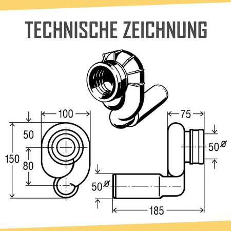 Viega Siphon urinoir FI50 – horizontal