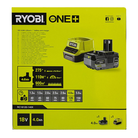 Ryobi RC18120-140X  ensemble Batterie 18 V ONE+ 4,0 Ah + Chargeur