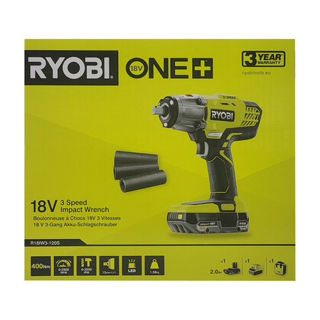 Ryobi R18IW3-120S - clé à chocs professionnelle sans fil 18 V ONE+ 400 Nm 