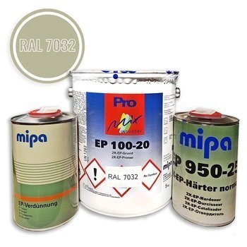  Mipa 2K EP 100-20 Grundierung Epoxidharz RAL7032 + Härter + Verdünnung 8 kg