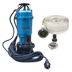 IBO Set Pompe Magnum 3750 pour eaux usées avec flotteur 230V + Raccord 52 mm + Tuyau incendie 20m