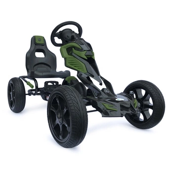 Kart à pédales Scout kaki – enfants 5–12 ans, roues EVA, frein à main