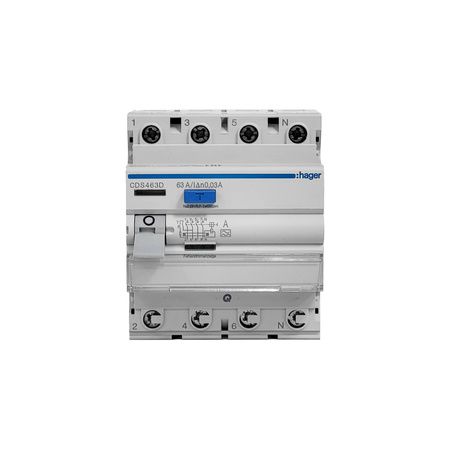 HAGER CDS463D Interrupteur différentiel 3P+N 63A/30mA Type A QuickConnect