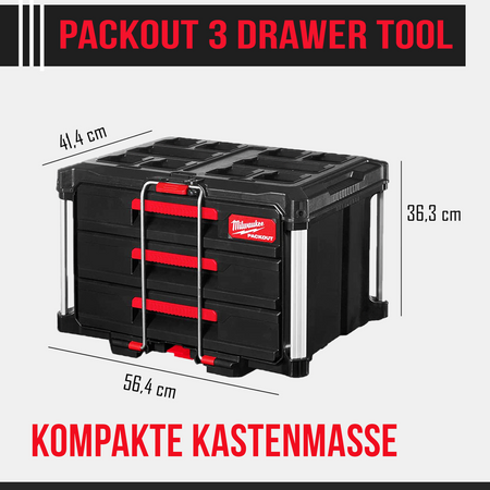 MILWAUKEE 4932472130 Coffret Packout 3 tiroirs