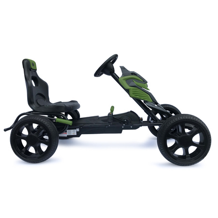 Kart à pédales Scout kaki – enfants 5–12 ans, roues EVA, frein à main