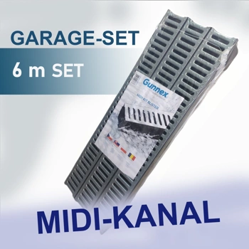 Caniveau de drainage MIDI KIT Dakota 6 m (2×3 m) – complet avec grilles, sorties et embouts
