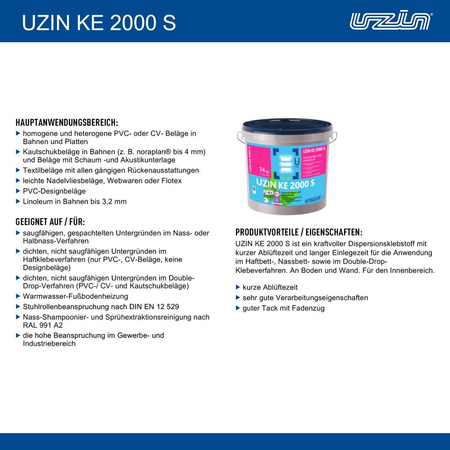 UZIN KE 2000 S Colle universelle humide pour vinyle/PVC 2 kg