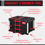 MILWAUKEE 4932472130 Coffret Packout 3 tiroirs